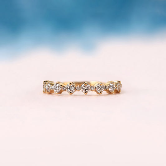 Floationg Bubble Round Diamond Half Eternity Wedding Band