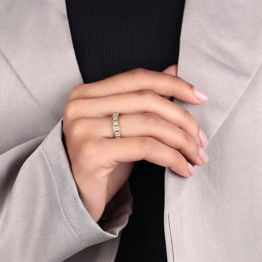 Princess cut Lab Grown Diamond Wedding Band, Bezel set Eternity Ring