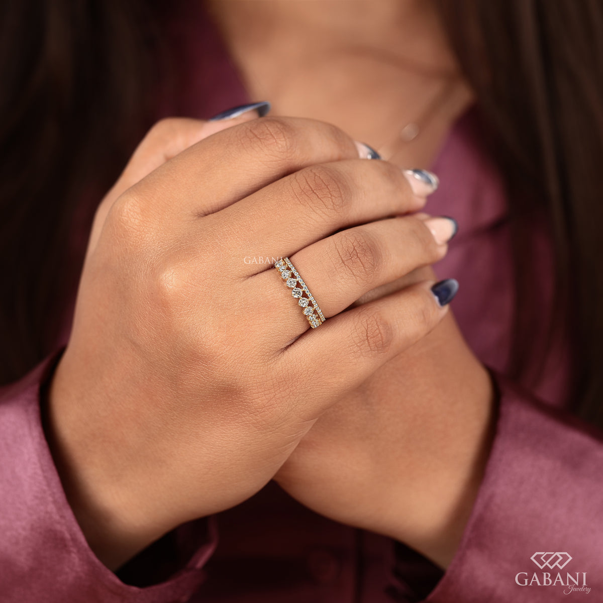 half eternity tiara wedding band featuring round lab grown diamonds in yellow gold