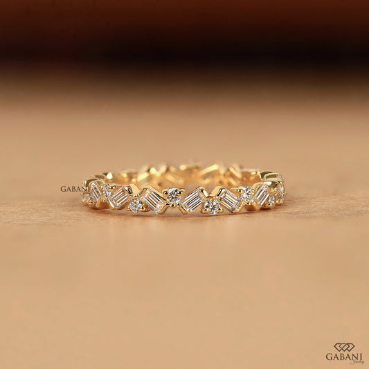 gabani jewelry zig zag lab grown diamond band baguette and round diamonds in gold
