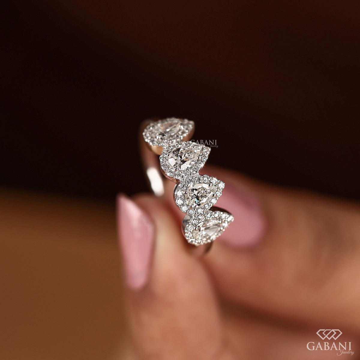 certified lab created pear diamond comfort fit ring
