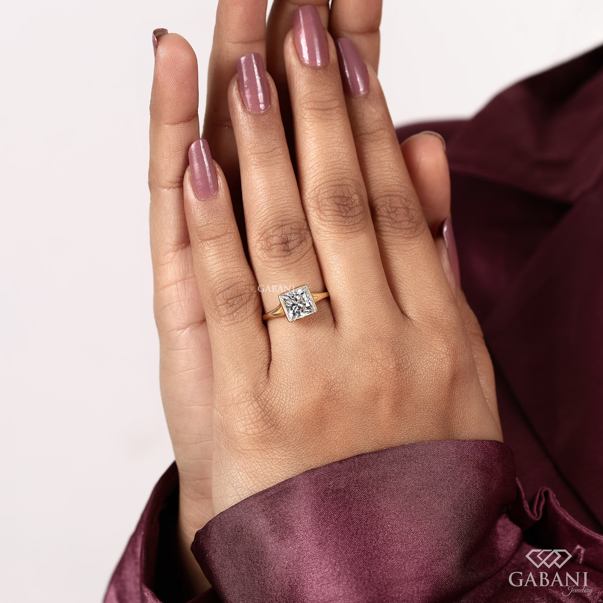 lab grown princess cut diamond solitaire ring with pipe shank and split shank