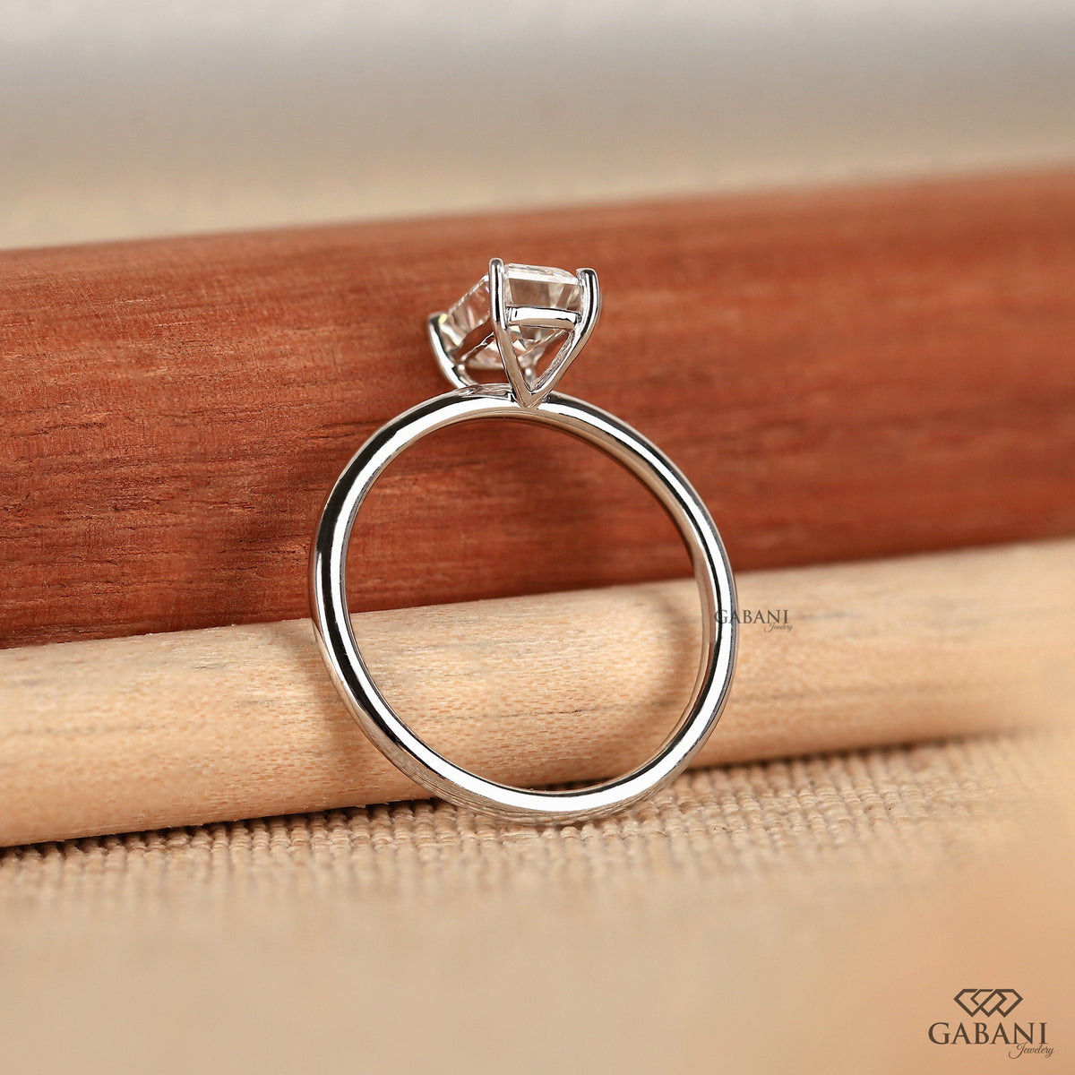 classic emerald cut lab grown diamond solitaire ring in 14k white gold