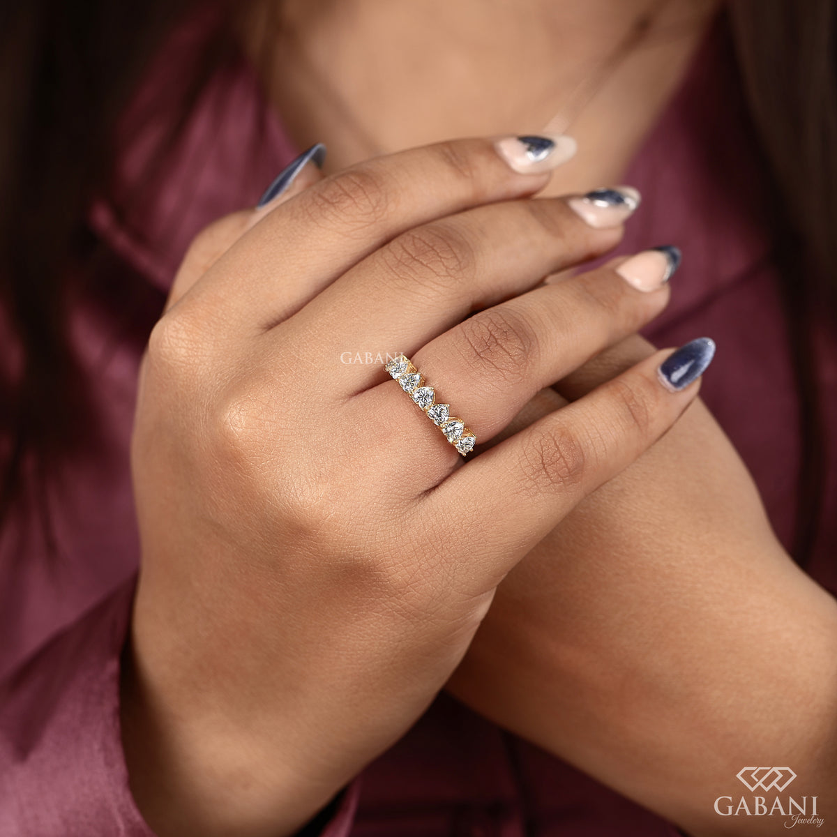 lab created heart diamond wedding ring with curved design