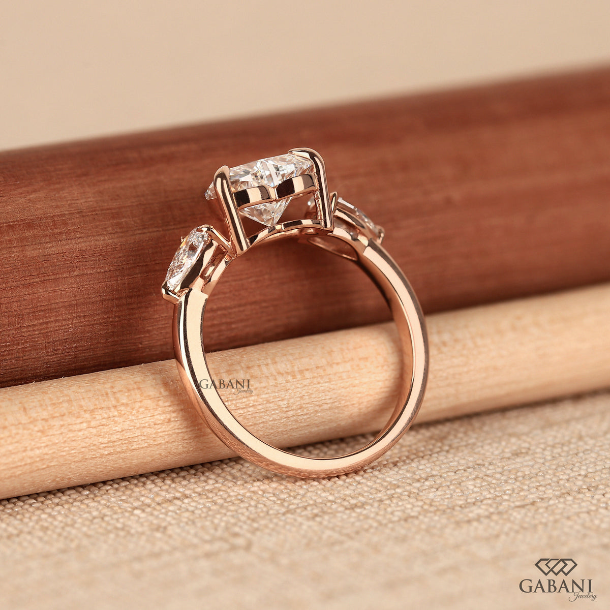 heart shaped lab diamond bridal ring with pear side stones
