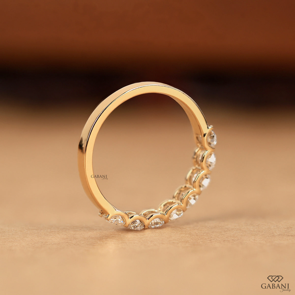 oval lab diamond wedding band with clean half eternity layout