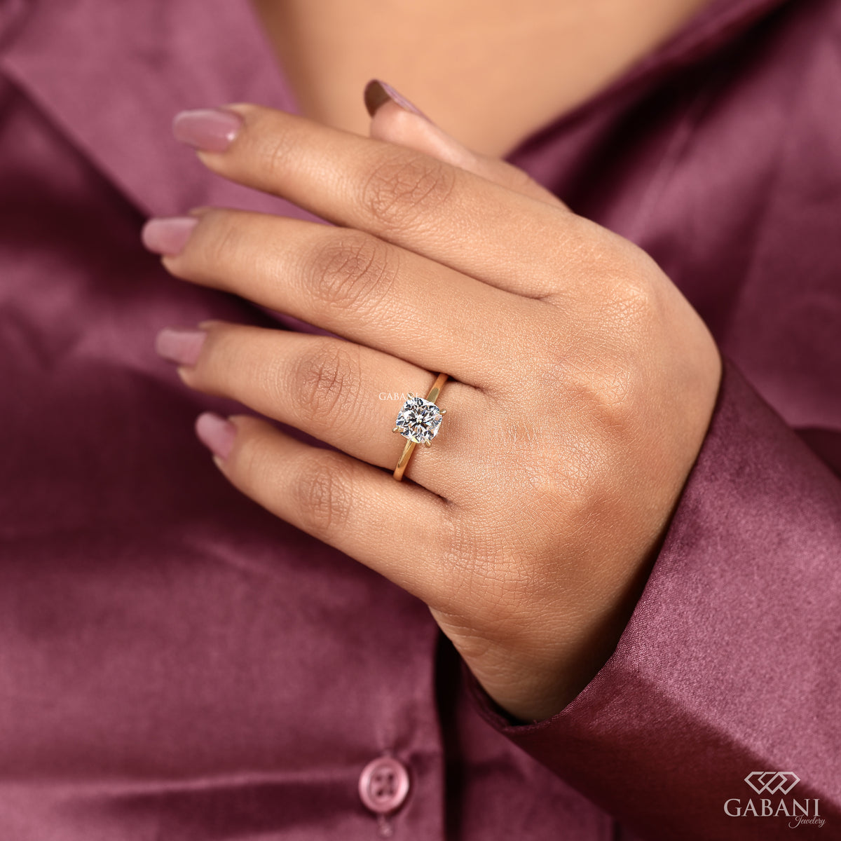 cushion cut lab created diamond solitaire ring for engagement