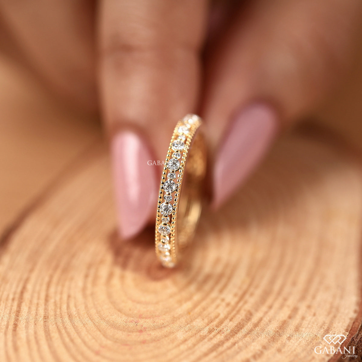 art deco lab grown diamond matching band