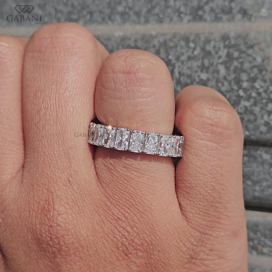 Solid white gold radiant cut lab grown diamond eternity ring with continuous setting