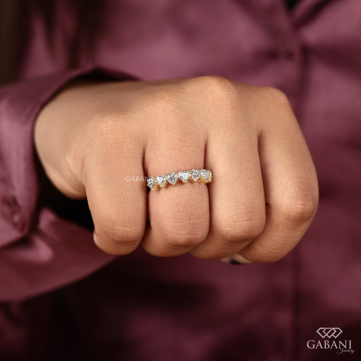 women’s seven stone heart lab diamond band