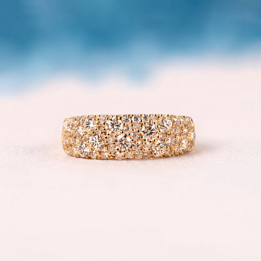Round Lab Grwon Diamond Wedding Ring, Cigar Band