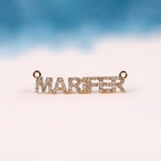 Custom Pave Diamond Name Necklace, Personalized Pendant for Women