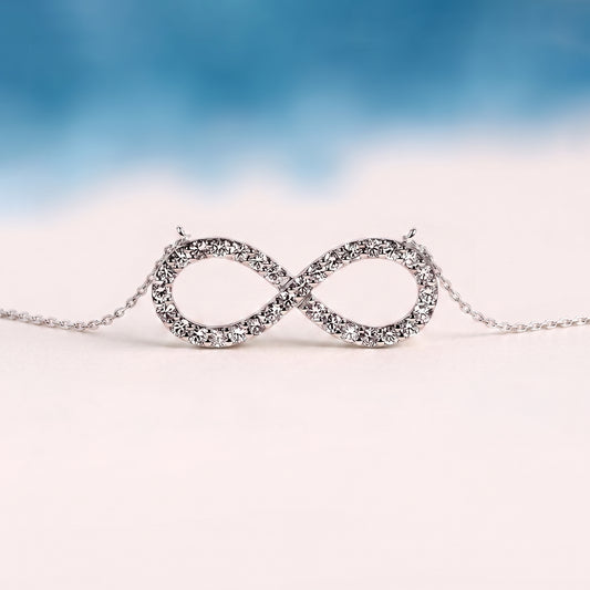 Infinity Style Diamond Pendant Necklace with Round Cut Lab Grown Diamonds