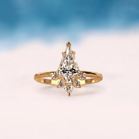 Vintage Kite cut Lab Grown Diamond Engagement Ring For Women