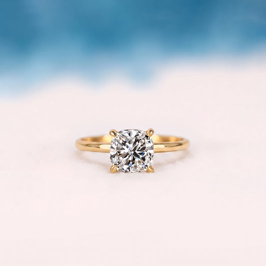 Cushion cut Lab Grown Diamond Solitaire Engagement Ring