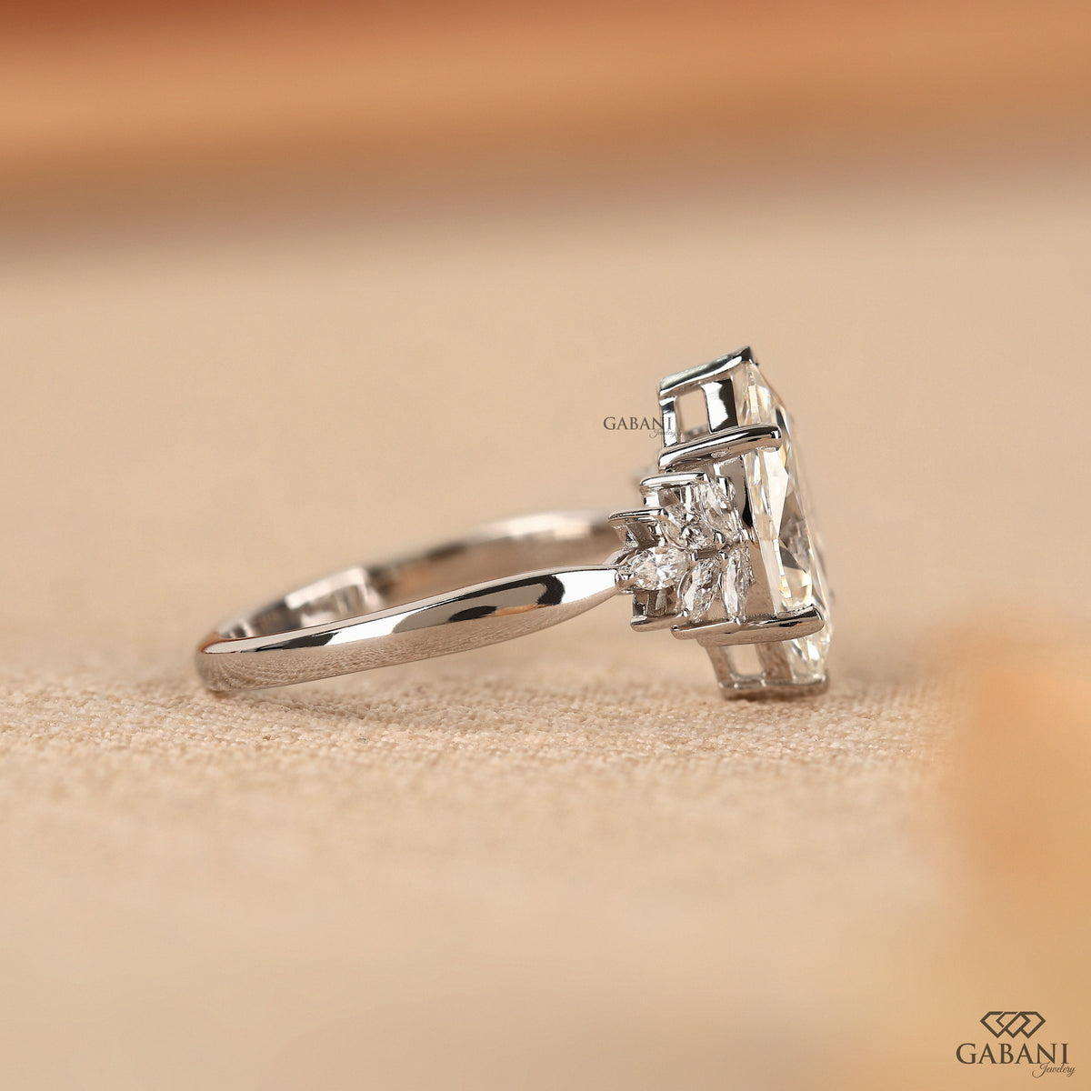 Ethical lab grown marquise diamond ring in white gold crafted for daily elegance