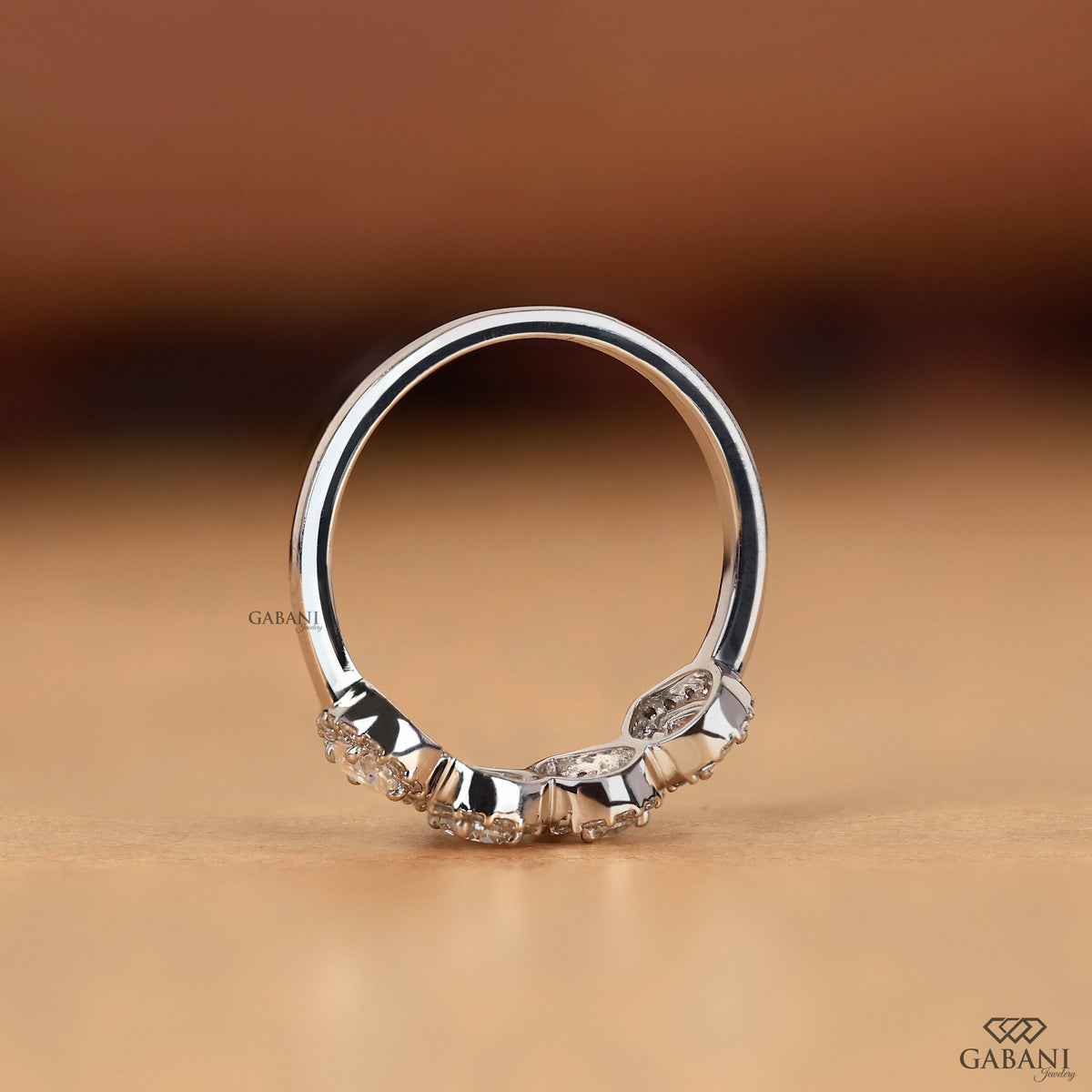 four stone pear lab grown diamond wedding band